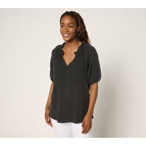 Peace Love World Women's Top Plus Sz 3X Boheme Femi Popover Elbow Black A691382